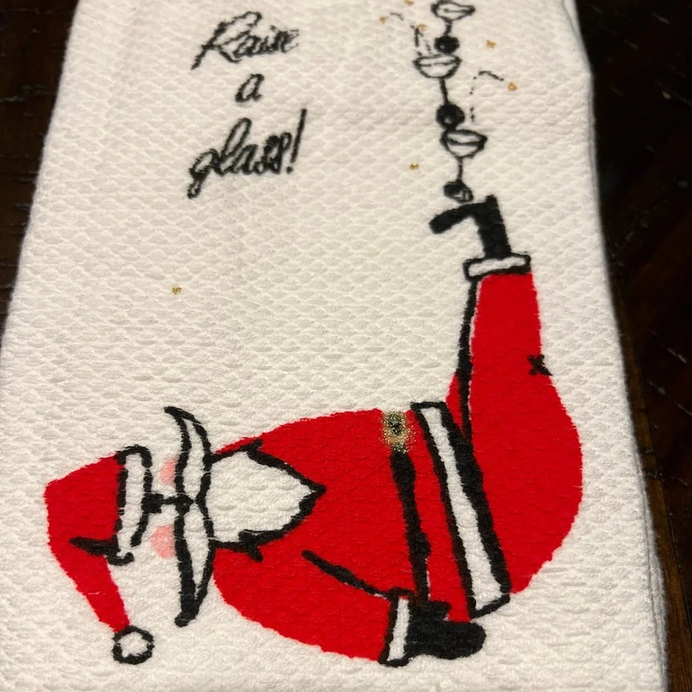 Kate Spade NY Santa Bottoms Up Raise A Glass Kitchen Dish Towels